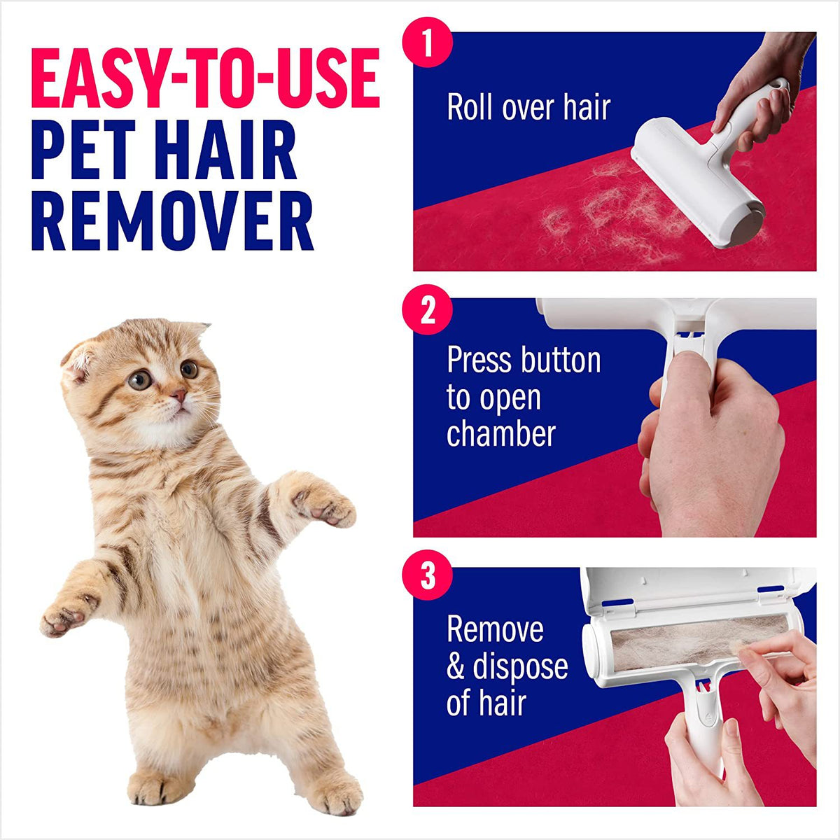 Reusable Pet Hair Remover Roller - Lint-Free Fur Pickup Tool