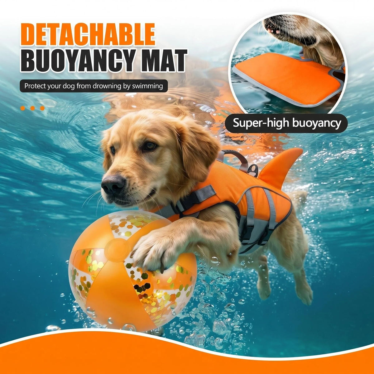 Dog Life Jacket - Adjustable Flotation Safety Vest