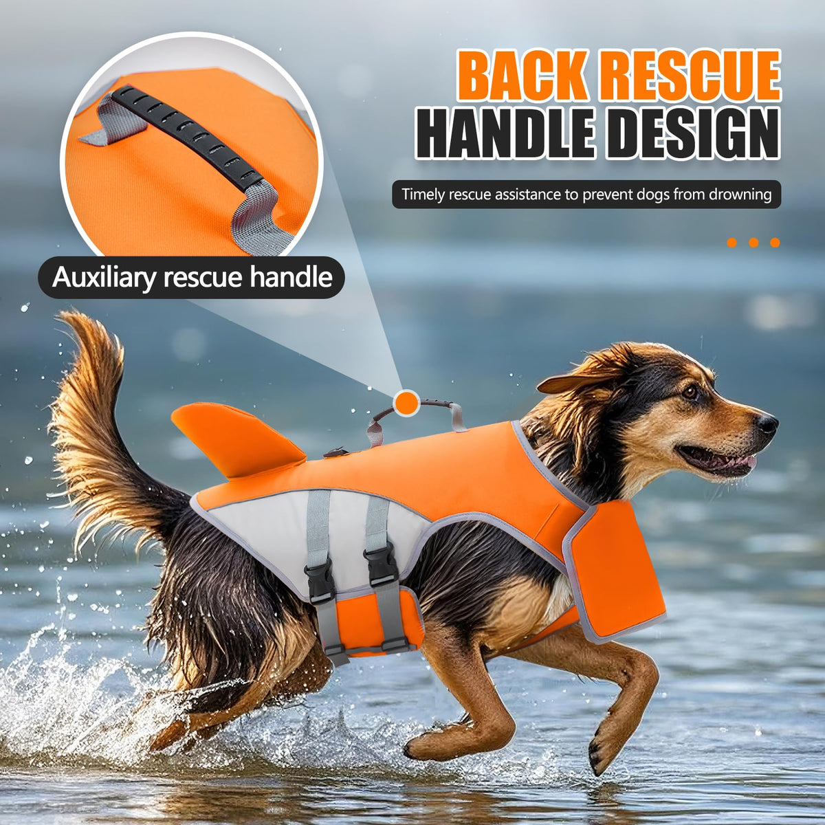 Dog Life Jacket - Adjustable Flotation Safety Vest