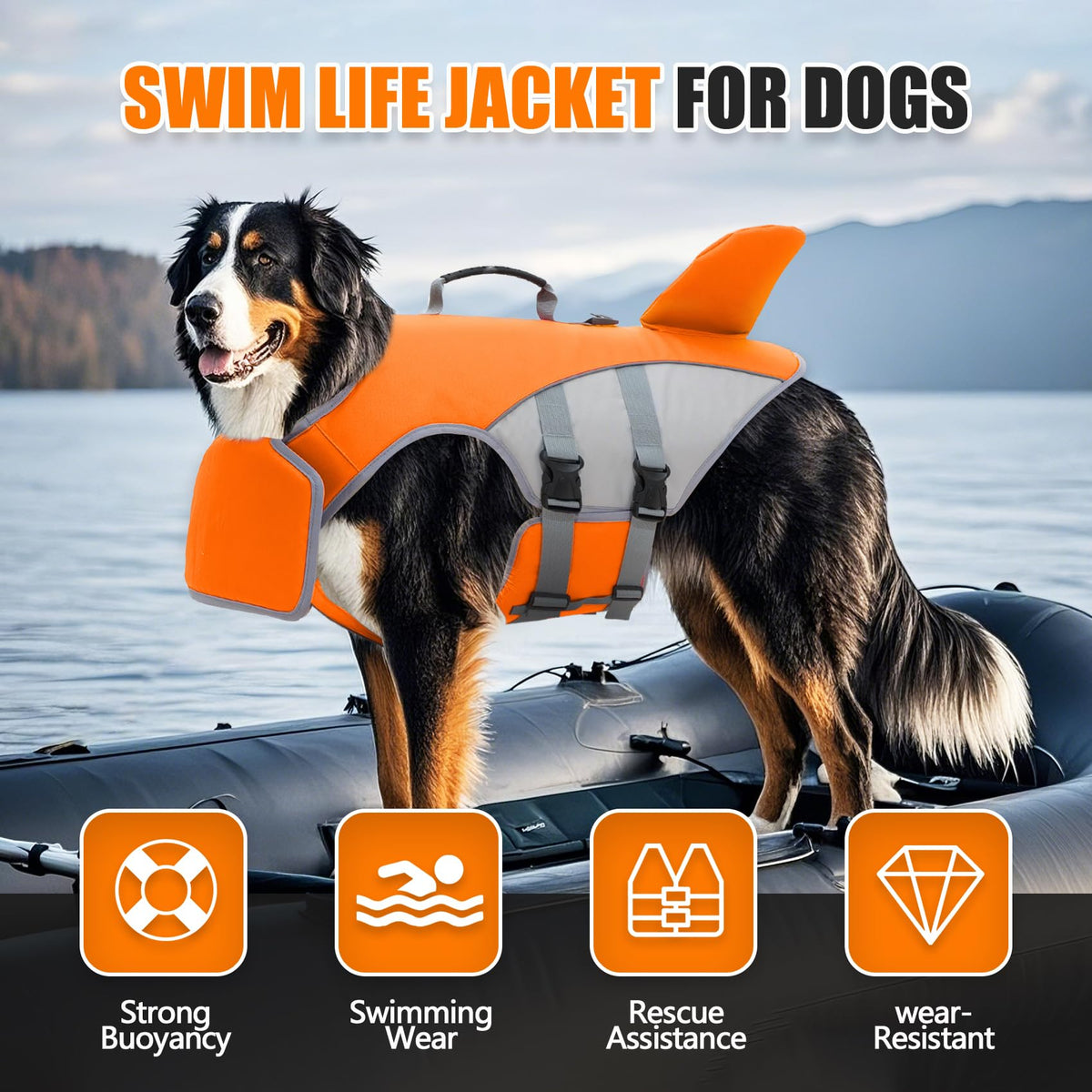 Dog Life Jacket - Adjustable Flotation Safety Vest